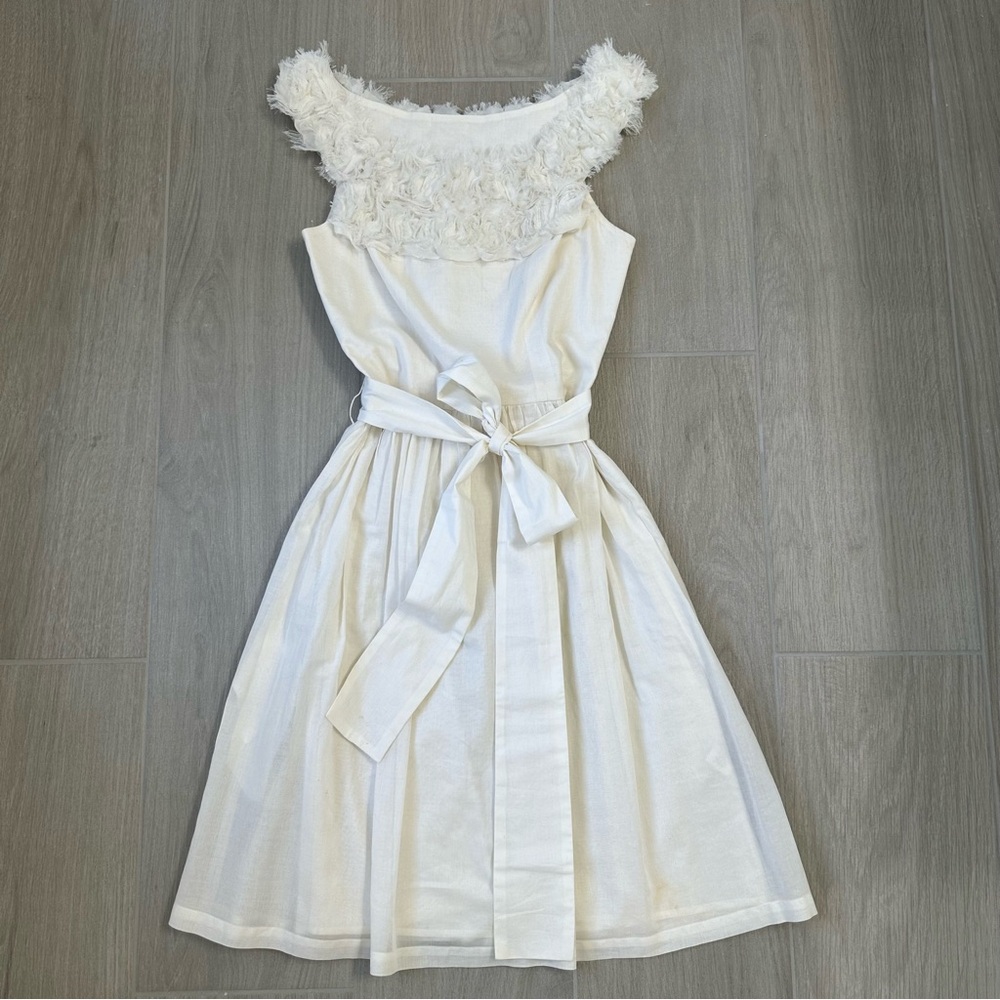Cream Ruffled Tie Front Sundress for Brides